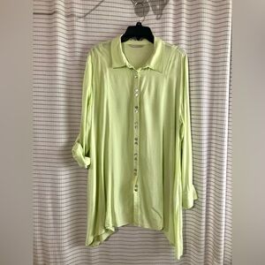 Soft Surroundings 3/4 sleeve Lime Green Women's Button-Up Top